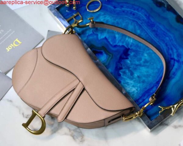 Replica Dior M0446 Dior Saddle Bag Light Pink Grained Calfskin 3