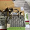 Replica Gucci 702251 GG matelassé leather top handle bag Beige 2