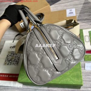 Replica Gucci 702242 GG matelassé leather shoulder bag Dusty grey 2