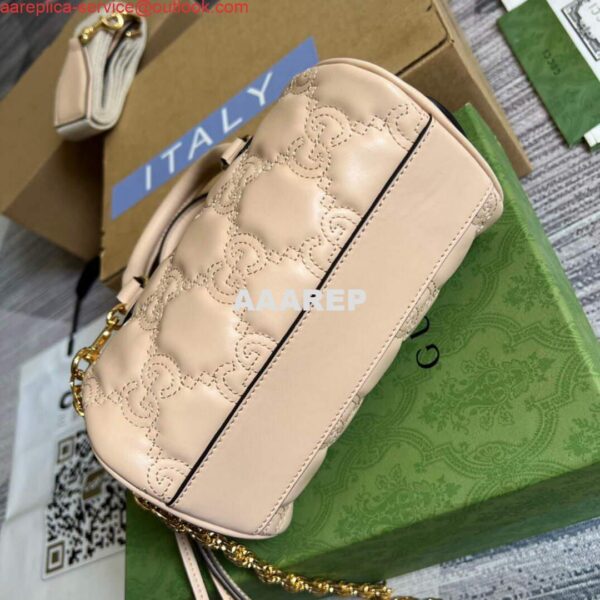 Replica Gucci 702251 GG matelassé leather top handle bag Beige 6