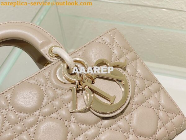 Replica Dior Lady D-Joy Bag Sand Beige Cannage Lambskin M0540O 6