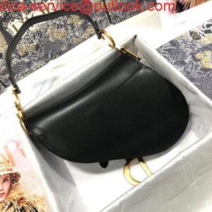 Replica Dior M0446 Dior Saddle Bag M0447 Black Goatskin