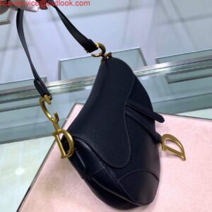 Replica Dior M0446 Dior Saddle Bag M0447 Black Goatskin Gold Hardware 2