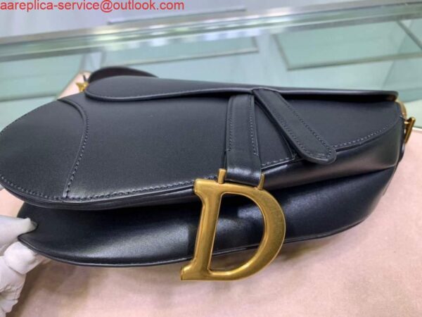 Replica Dior M0446 Dior Saddle Bag M0447 Black Goatskin Gold Hardware 5