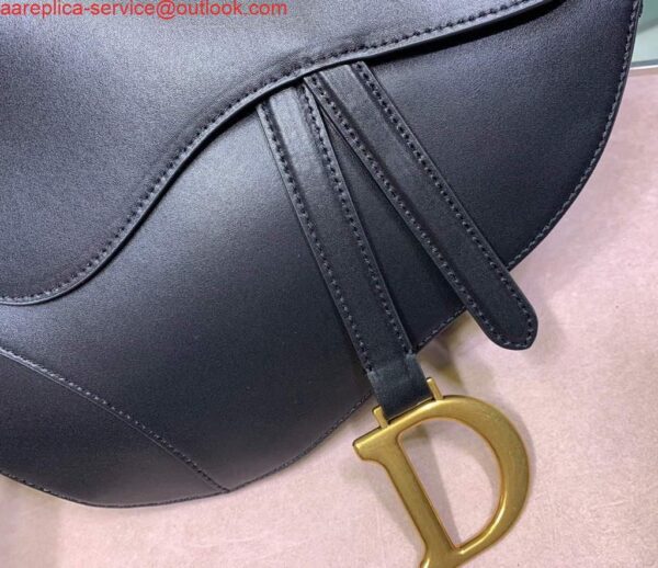 Replica Dior M0446 Dior Saddle Bag M0447 Black Goatskin Gold Hardware 6