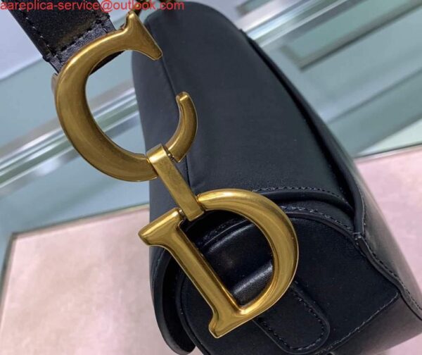 Replica Dior M0446 Dior Saddle Bag M0447 Black Goatskin Gold Hardware 7