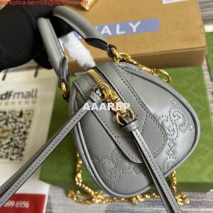 Replica Gucci 702251 GG matelassé leather top handle bag Dusty grey 2