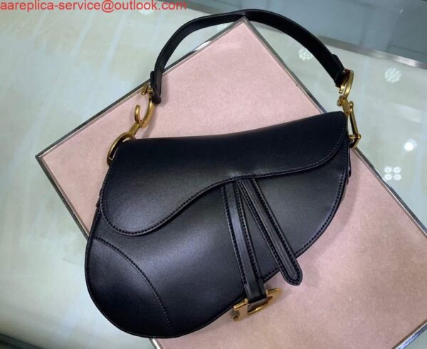 Replica Dior M0446 Dior Saddle Bag M0447 Black Goatskin Gold Hardware 10