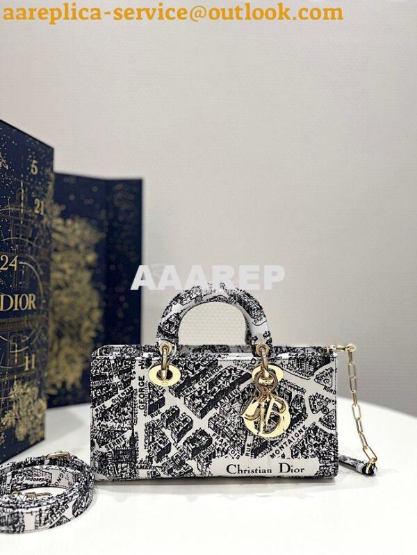 Replica Dior Lady D-Joy Bag White and Black Plan de Paris Printed Calf 3