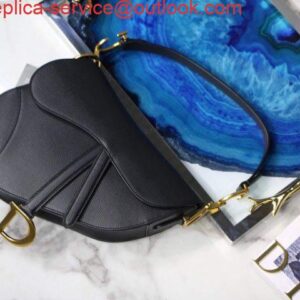 Replica Dior M0446 Dior Saddle Bag M0447 Black Grained Calfskin 2