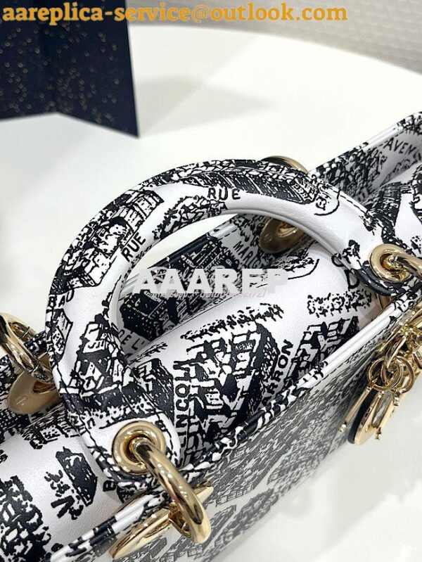 Replica Dior Lady D-Joy Bag White and Black Plan de Paris Printed Calf 6