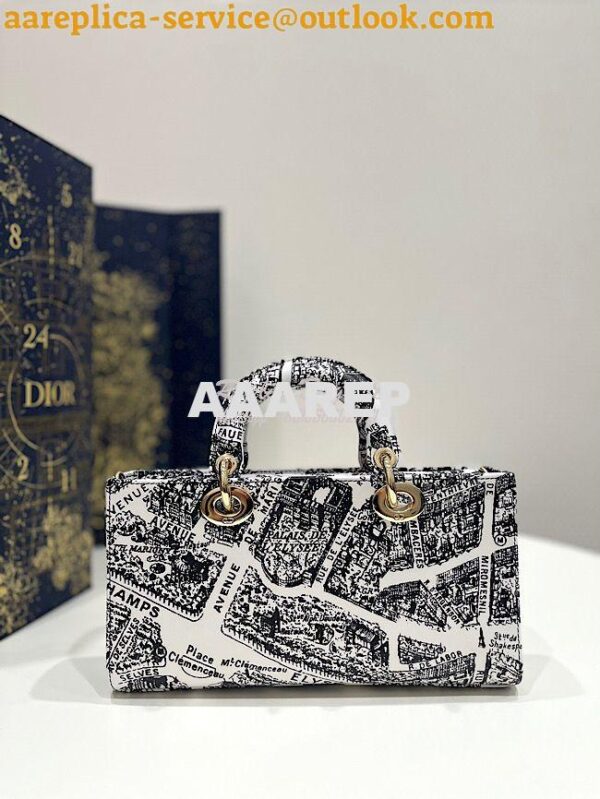 Replica Dior Lady D-Joy Bag White and Black Plan de Paris Printed Calf 11