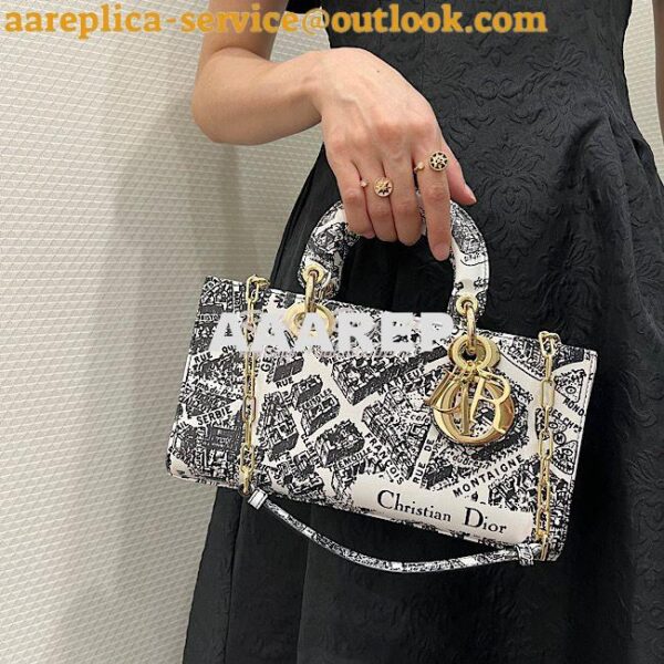 Replica Dior Lady D-Joy Bag White and Black Plan de Paris Printed Calf 13