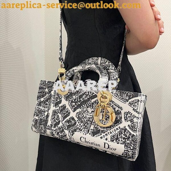 Replica Dior Lady D-Joy Bag White and Black Plan de Paris Printed Calf 14