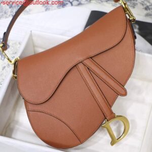 Replica Dior M0446 Dior Saddle Bag M0447 Brown Grained Calfskin