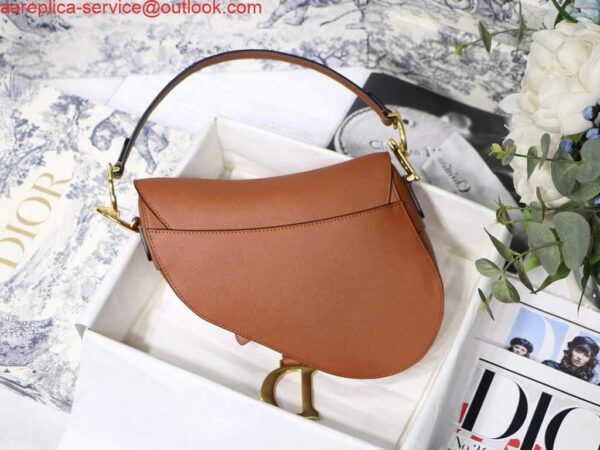 Replica Dior M0446 Dior Saddle Bag M0447 Brown Grained Calfskin 5