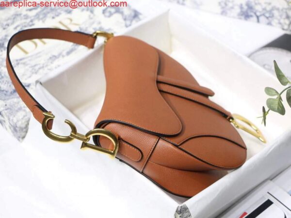 Replica Dior M0446 Dior Saddle Bag M0447 Brown Grained Calfskin 7