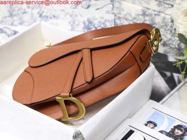 Replica Dior M0446 Dior Saddle Bag M0447 Brown Grained Calfskin 8