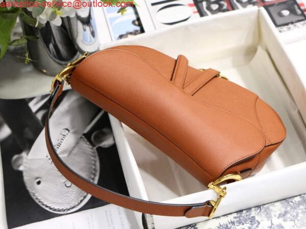 Replica Dior M0446 Dior Saddle Bag M0447 Brown Grained Calfskin 9