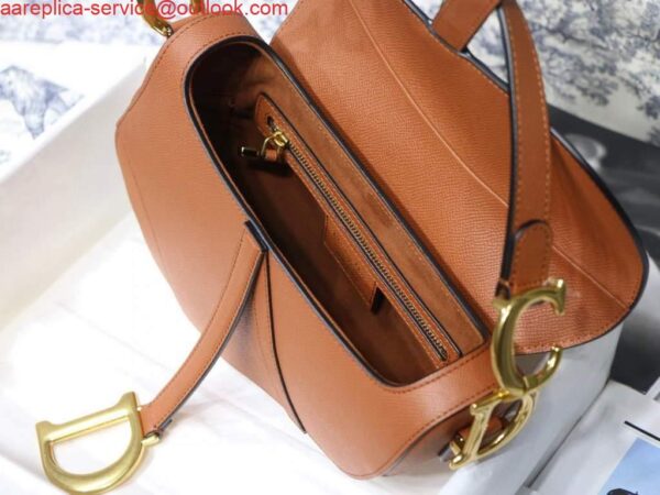 Replica Dior M0446 Dior Saddle Bag M0447 Brown Grained Calfskin 10