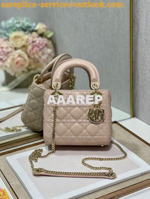 Replica Dior Lady Dior in Baby Pink Lambskin 3