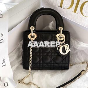 Replica Dior Lady Dior in Black Lambskin