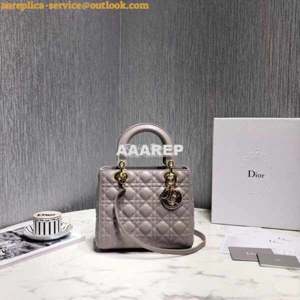 Replica Dior Lady Dior in Grey Lambskin 3