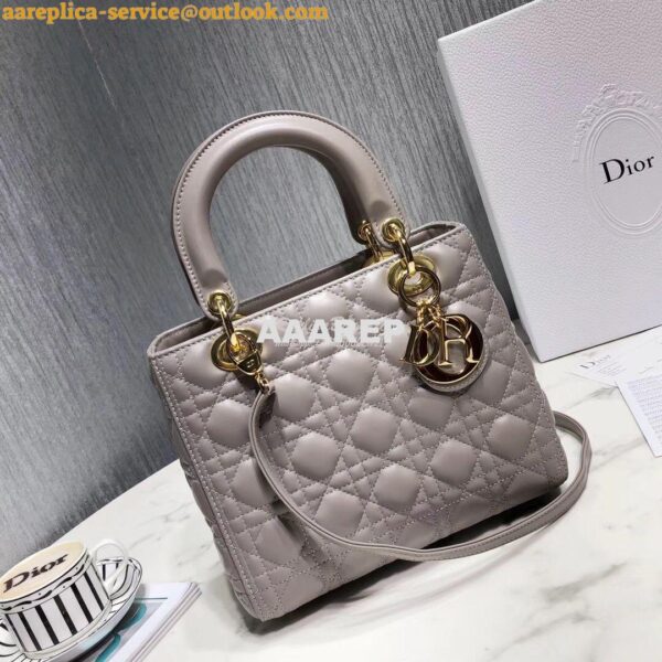 Replica Dior Lady Dior in Grey Lambskin 4