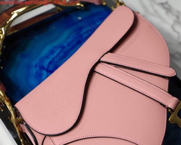 Replica Dior M0446 Dior Saddle Bag M0447 Pink Grained Calfskin