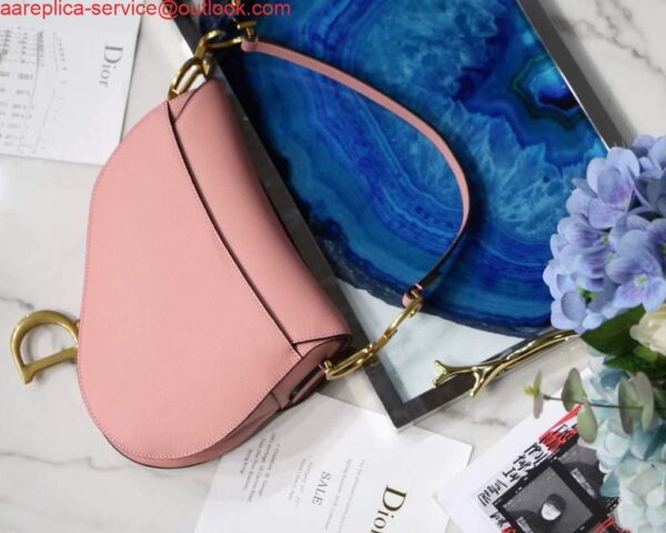 Replica Dior M0446 Dior Saddle Bag M0447 Pink Grained Calfskin 3