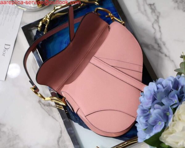 Replica Dior M0446 Dior Saddle Bag M0447 Pink Grained Calfskin 7