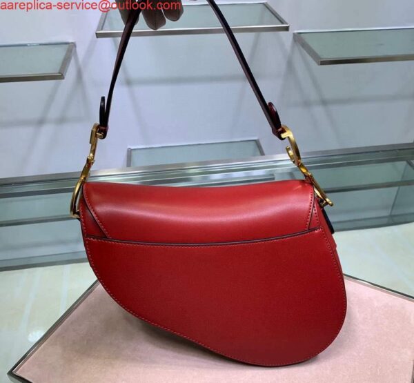 Replica Dior M0446 Dior Saddle Bag M0447 Red Goatskin Gold Hardware 3