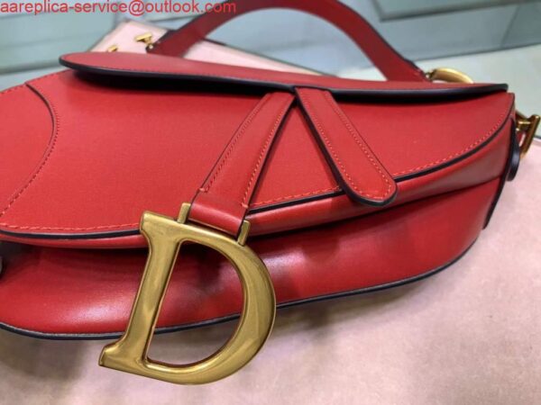 Replica Dior M0446 Dior Saddle Bag M0447 Red Goatskin Gold Hardware 5