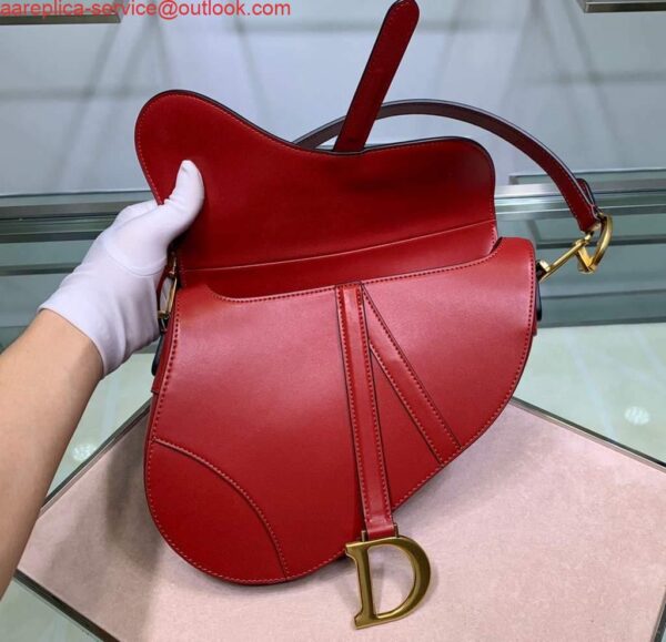 Replica Dior M0446 Dior Saddle Bag M0447 Red Goatskin Gold Hardware 8