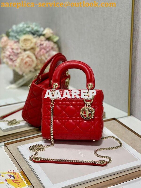 Replica Dior Lady Dior in Red Lambskin 3