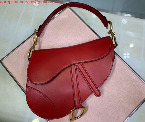 Replica Dior M0446 Dior Saddle Bag M0447 Red Goatskin Gold Hardware 10