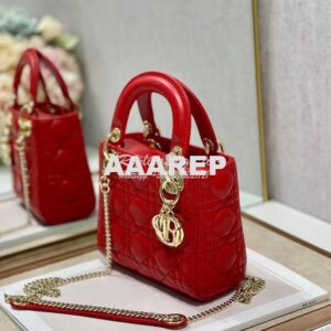 Replica Dior Lady Dior in Red Lambskin 2