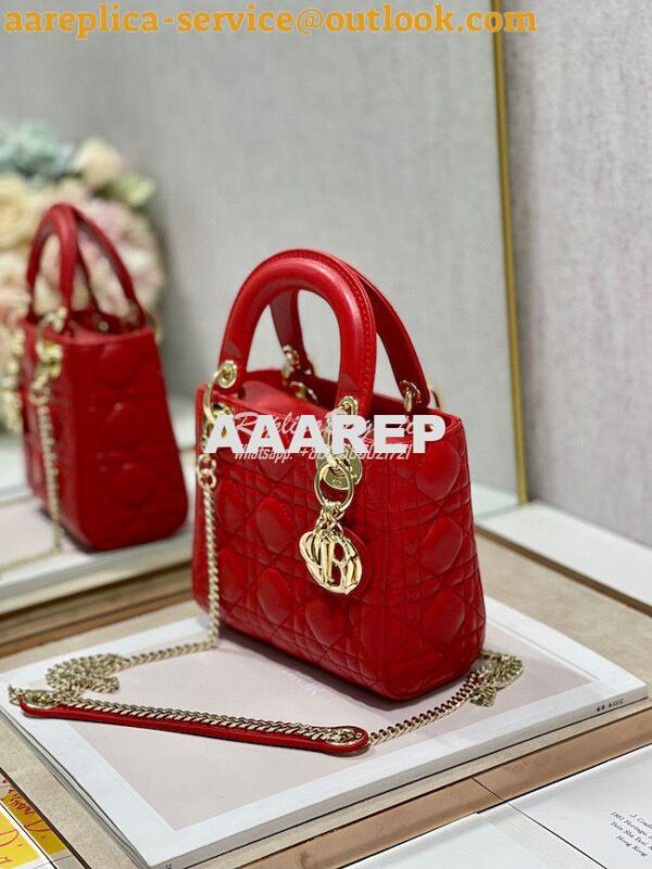 Replica Dior Lady Dior in Red Lambskin 4