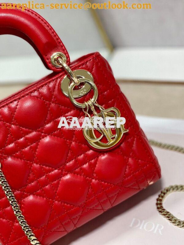 Replica Dior Lady Dior in Red Lambskin 5