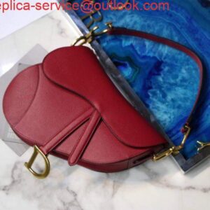 Replica Dior M0446 Dior Saddle Bag M0447 Red Grained Calfskin