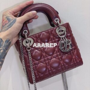 Replica Dior Lady Dior in Wine Lambskin