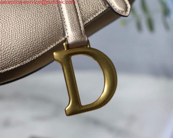 Replica Dior M0446 Dior Saddle Bag M0447 Silvry Grey Grained Calfskin 4