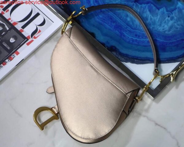 Replica Dior M0446 Dior Saddle Bag M0447 Silvry Grey Grained Calfskin 5