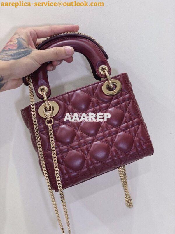 Replica Dior Lady Dior in Wine Lambskin 9