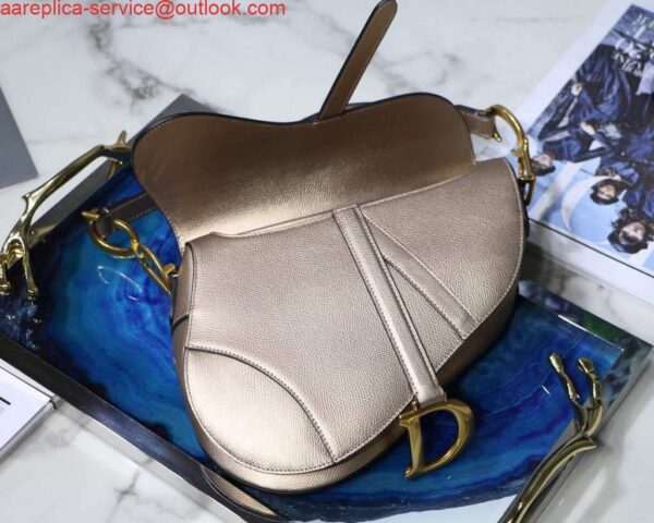 Replica Dior M0446 Dior Saddle Bag M0447 Silvry Grey Grained Calfskin 9