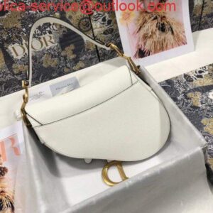 Replica Dior M0446 Dior Saddle Bag M0447 White Grained Calfskin