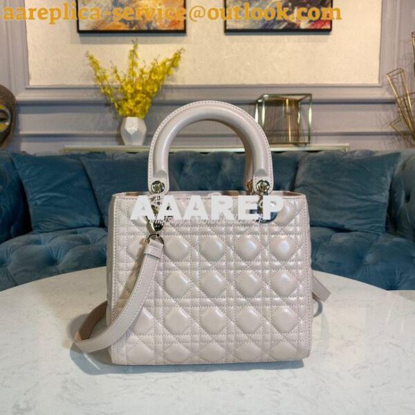 Replica Dior Lady Dior Medium Flap Cover Quilted in Cannage Lambskin L 5