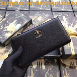 Replica Gucci Animalier Zip Around Wallet In Black Leather 2