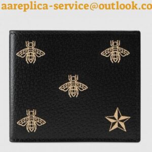 Replica Gucci Bee Star Leather Bi-fold Wallet 495055 2017