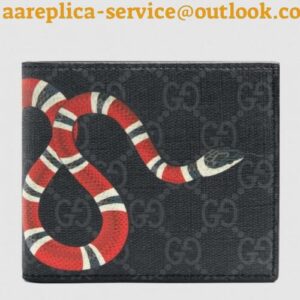 Replica Gucci Black Kingsnake Print GG Supreme Bi-fold Wallet